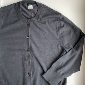 J Crew | Gray Crew Neck Cardigan 3/4 Sleeves
